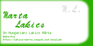 marta lakics business card