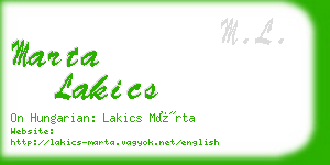 marta lakics business card